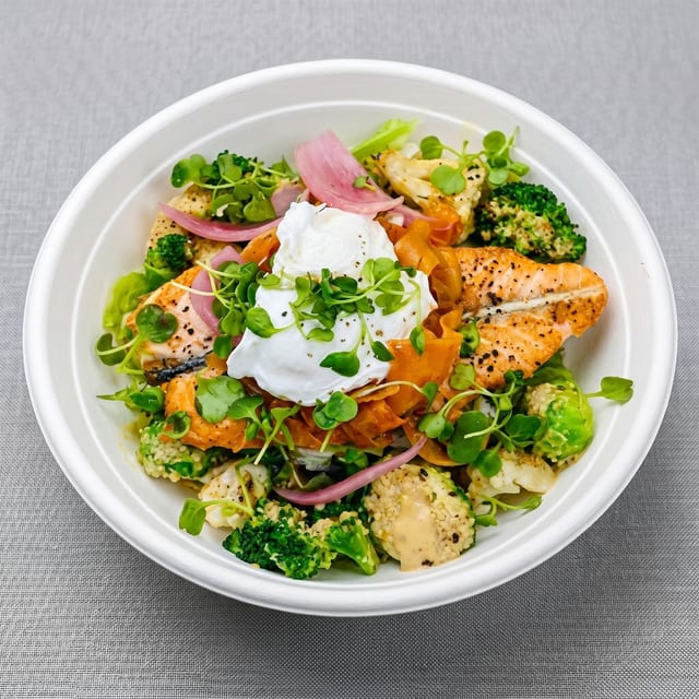 Pan Seared Salmon Bowl.