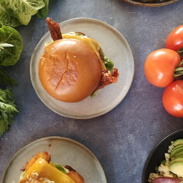 Spicy Black Angus Burger.